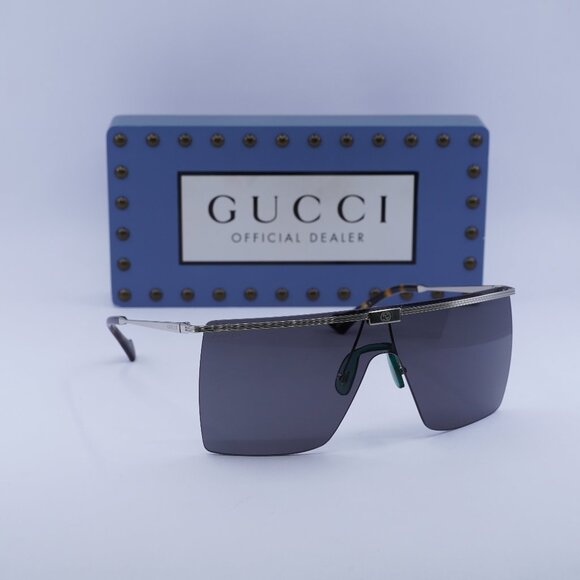Gucci GG1096S 001 Shield Sunglasses - Silver/Grey - Picture 1 of 12